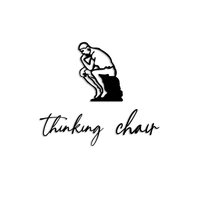 Wallity Thinking Chair Escultura de Pared de Metal Negro